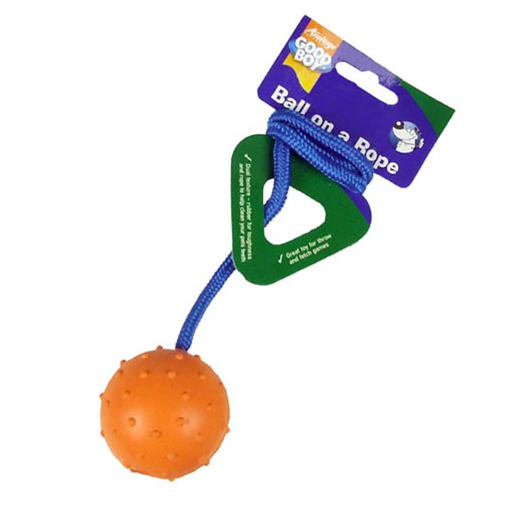 Rubber Ball on Rope (6.5cm) Dogs